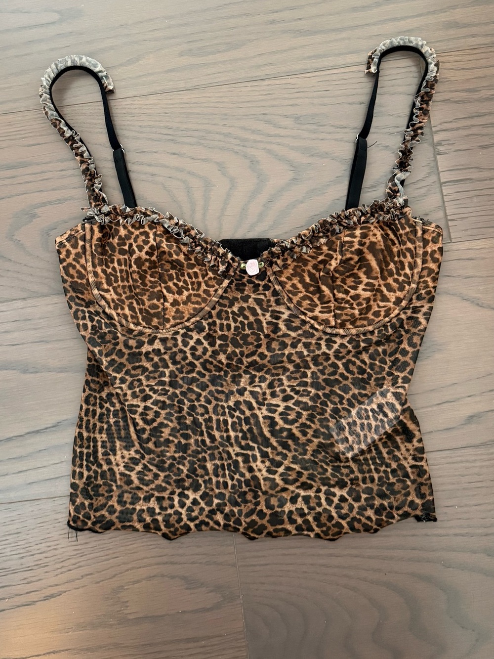 Edikted Leopard Print Lidia Sheer Mesh Bra Top